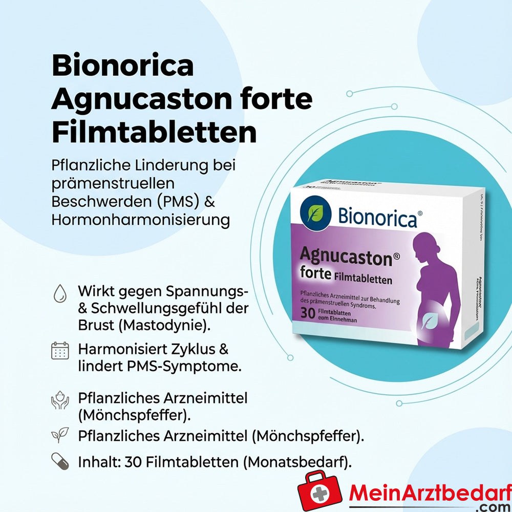 Bionorica Agnucaston Forte Filmtabletten 30 St. – pflanzlich gegen PMS, harmonisiert Hormonhaushalt
