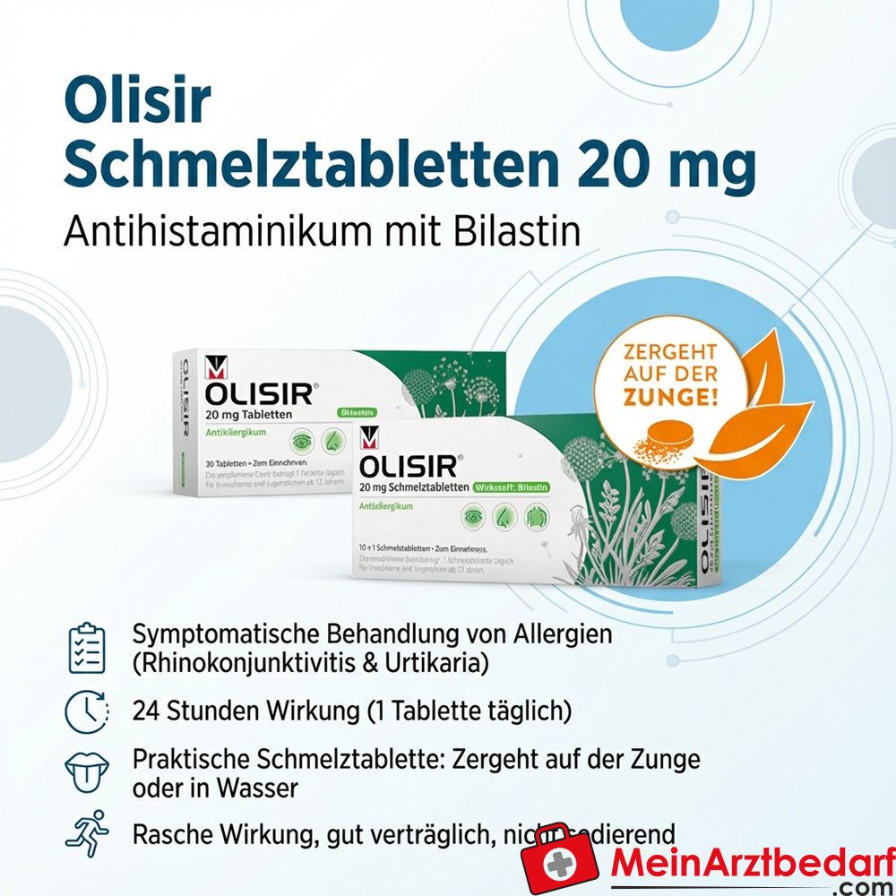Olisir Schmelztabletten 20 mg 30 Stück Bilastin Antihistaminikum