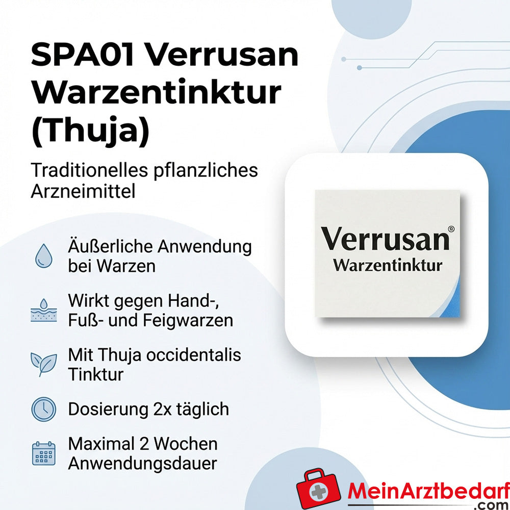 SPA01 Tintura verrucosa di Verrusan (Thuja) 10 ml per uso esterno per le verruche