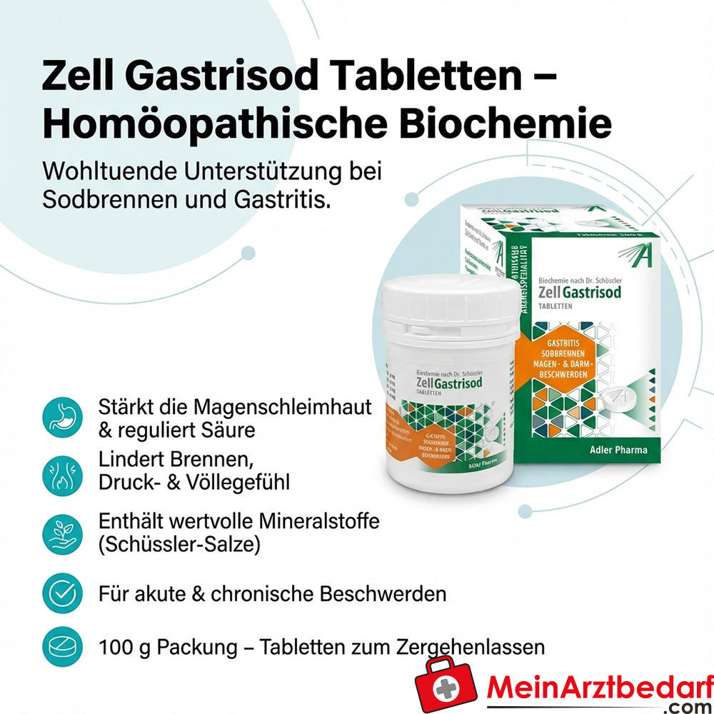 Adler Pharma Zell Gastrisod comprimés 100 g Biochimie homéopathique en cas de brûlures d'estomac, gastrite