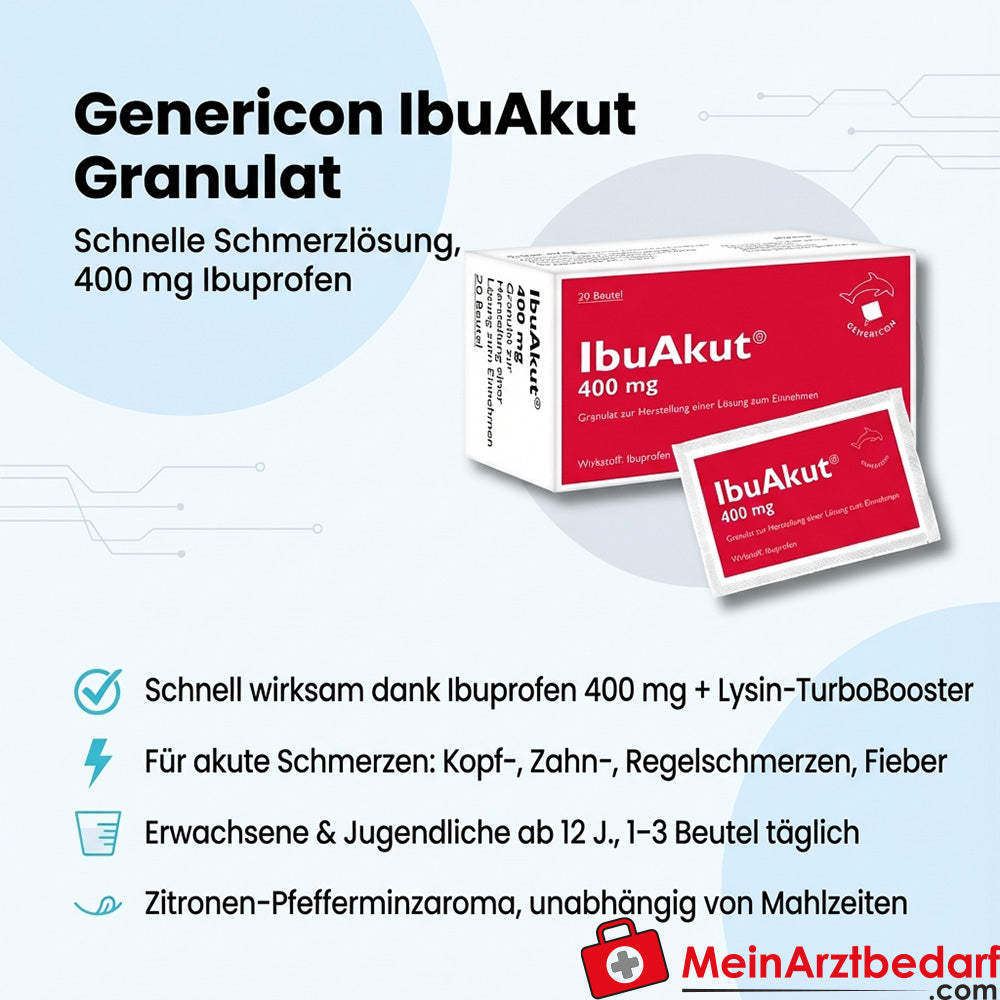 Genericon IbuAkut korrels 400 mg ibuprofen, 20 sachets
