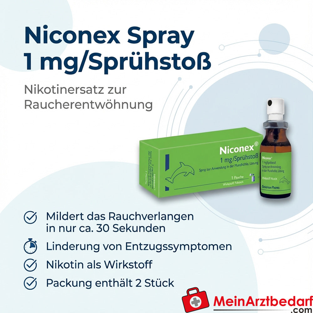 Niconex Spray 1 mg/spray nicotinevervanger voor stoppen met roken 2 st.