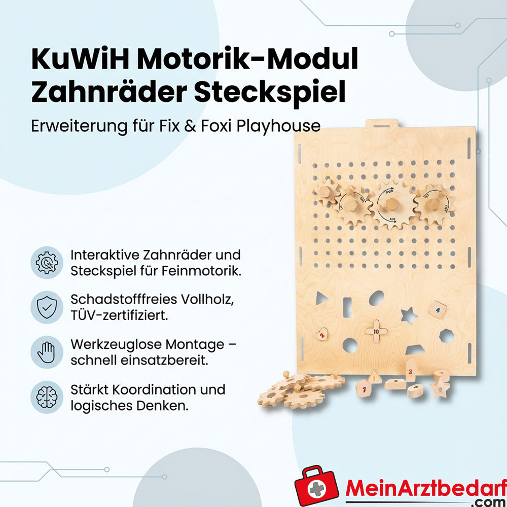 KuWiH Motorik-Modul Zahnräder Steckspiel Vollholz für Fix und Foxi Playhouse.