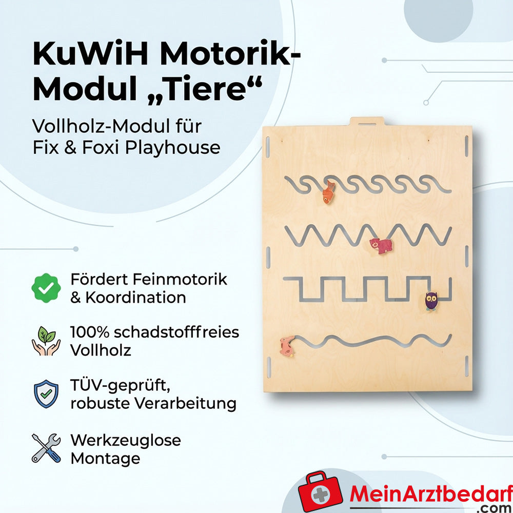 KuWiH Motorik-Modul Tiere für Fix & Foxi Playhouse Vollholz TÜV-geprüft.