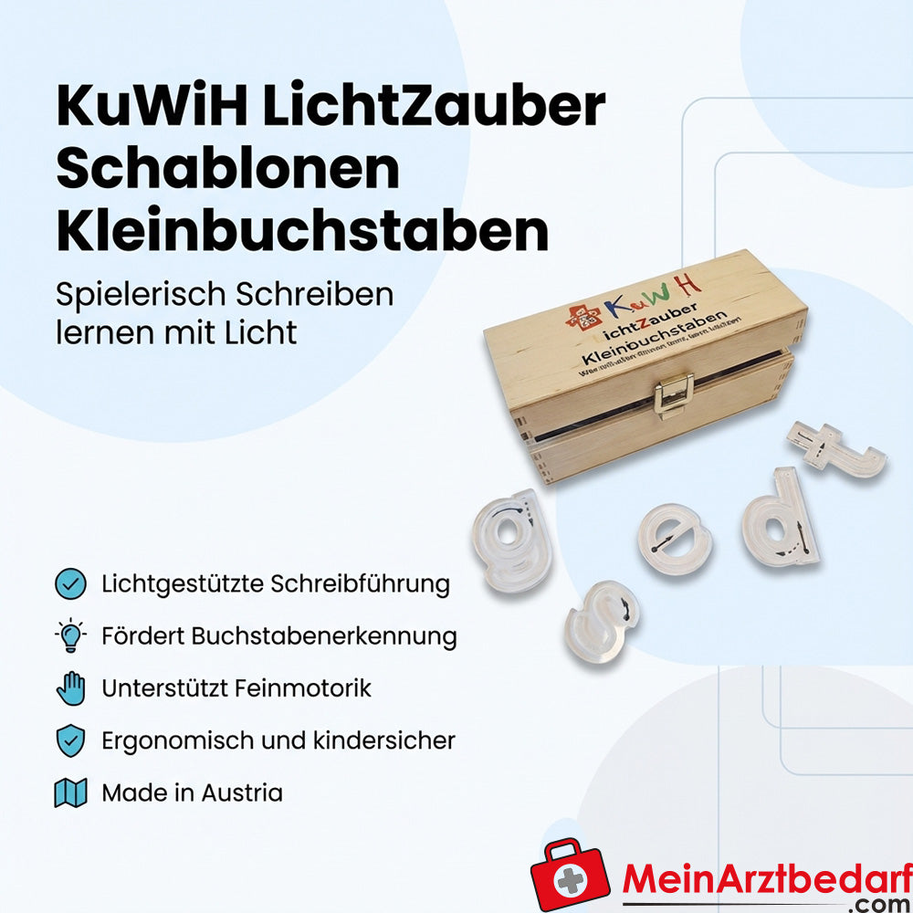KuWiH LichtZauber Schablonen Kleinbuchstaben Plexiglas-Set für Licht-Tablet Lernhilfe Schuleingangsphase.