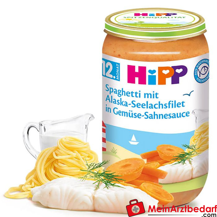 HiPP Spaghetti mit Alaska-Seelachsfilet in Gemüse-Sahnesauce