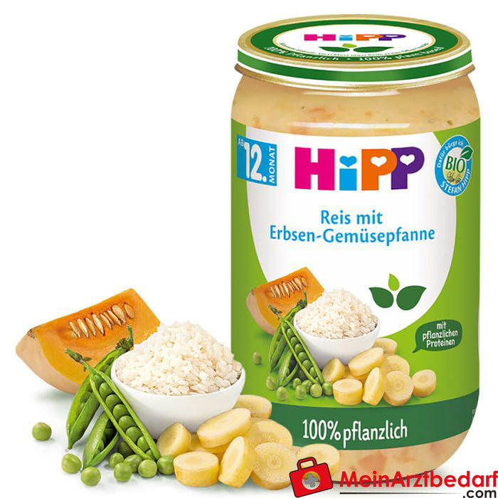 Arroz HiPP con sartén de guisantes y verduras