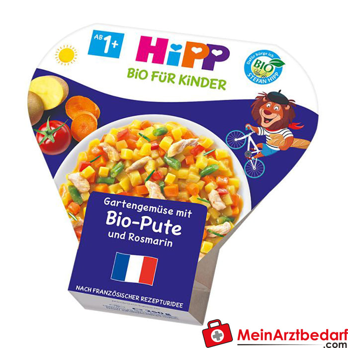 Legumes da horta HiPP com peru biológico e alecrim