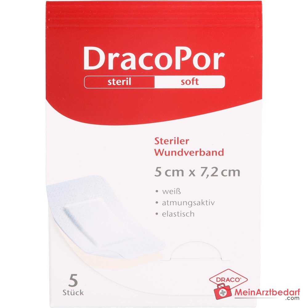DracoPor Medicazione per ferite Morbida monoadesiva sterile 7,2 x 5 cm