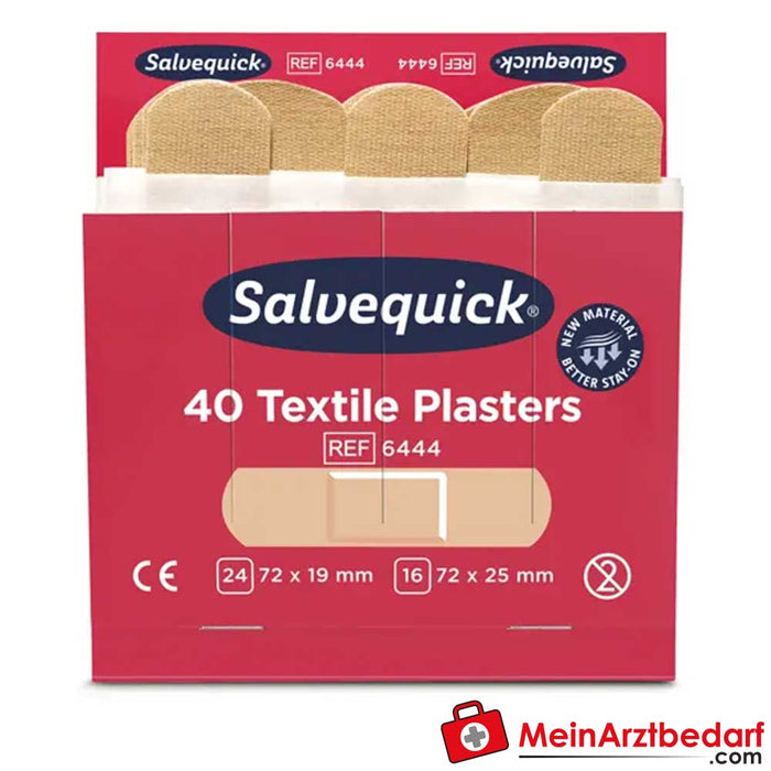 Salvequick Strisce di cerotto in tessuto confezione di ricarica, 6 x 40 pezzi.