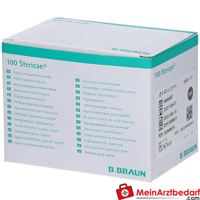Sterican® 胰岛素插管 G26 x 1/2 英寸 0.45 x 12 毫米，棕色，100 件。