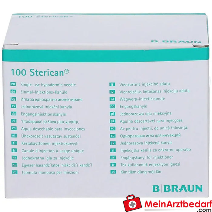 Cânula de insulina Sterican® G26 x 1/2 polegada 0,45 x 12 mm castanha, 100 unid.