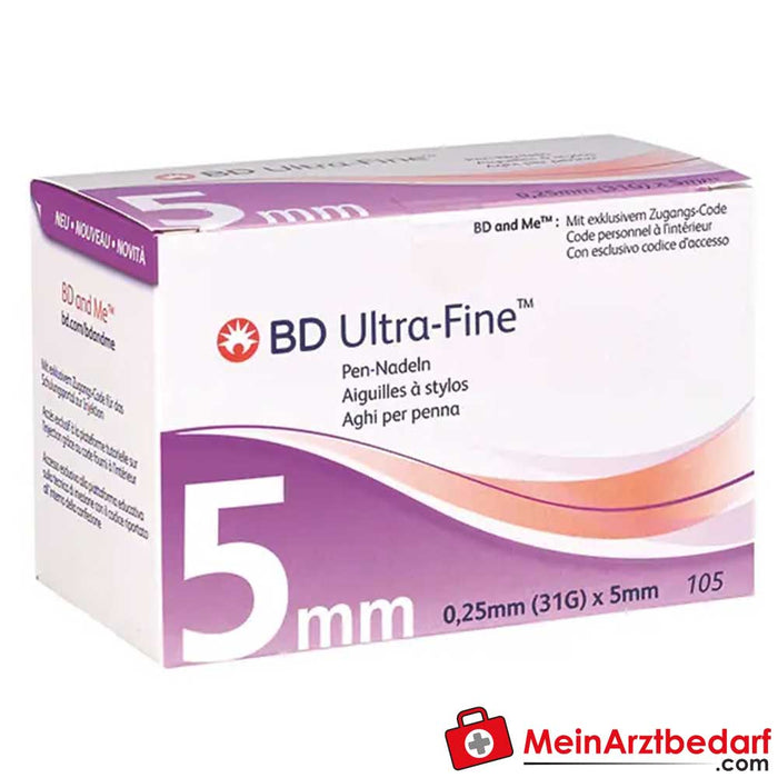 Agulhas para caneta Becton Dickinson Ultra-Fine, 105 unidades.