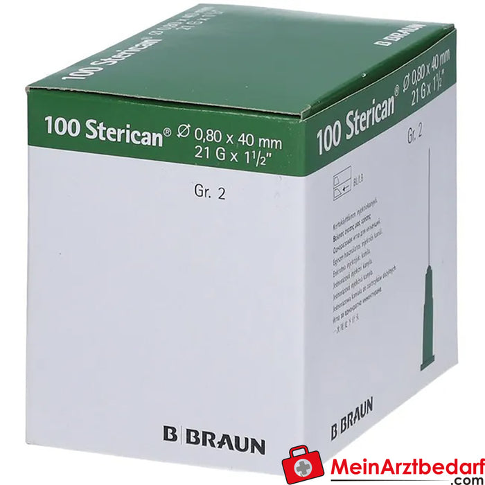 Sterican® 标准插管，尺寸 2 G21 x 1 1/2 英寸 0.80 x 40 毫米，绿色，100 件。