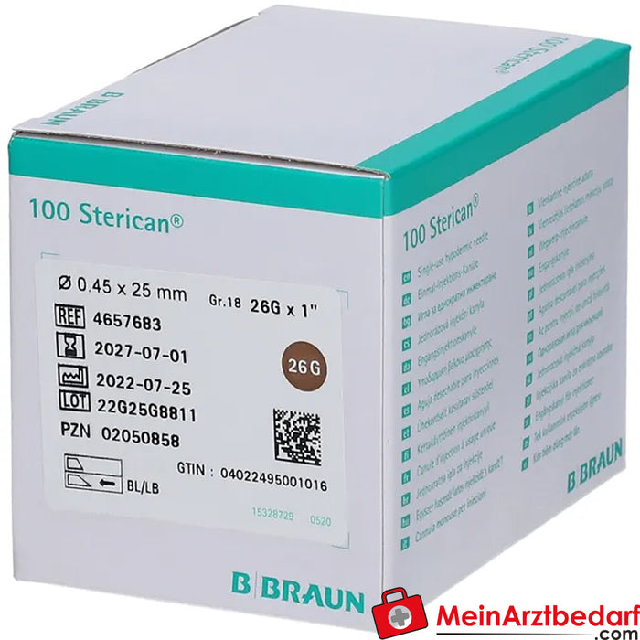 Sterican® Standardkanüle Gr. 18 G26 x 1 Zoll 0,45 x 25 mm braun, 100 St.