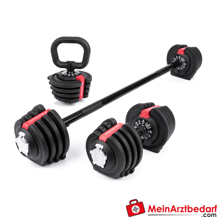 Conjunto de halteres Sport-Tec 3 em 1 Multi Dumbbell 1-19 kg