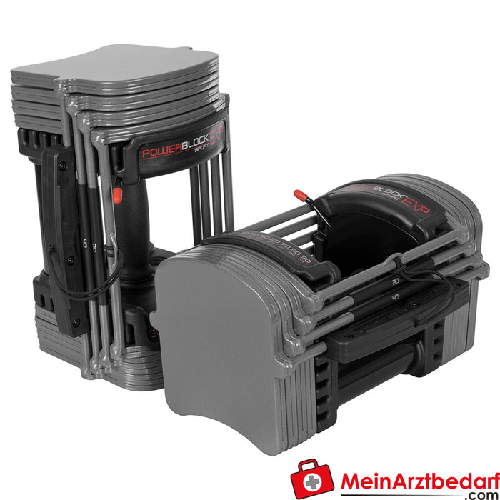 Zestaw Power Block 3-częściowy, para hantli Sport EXP 2-22,5 kg + składany stojak