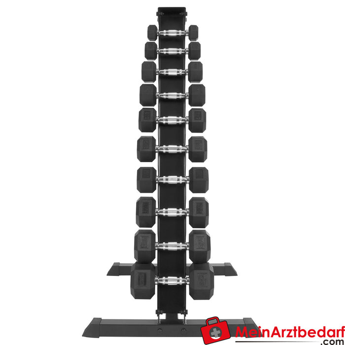 Conjunto de suporte para halteres com 10 pares de halteres hexagonais, 1-10 kg, CxLxA 74x62x128 cm
