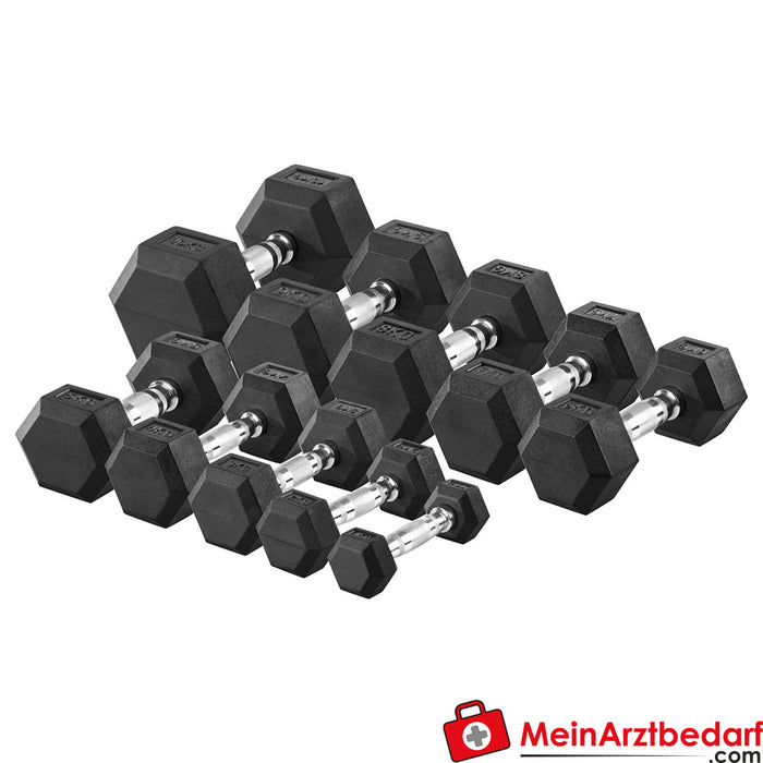 Dumbbell stand set with 10 pairs of hex dumbbells, 1-10 kg, LxWxH 74x62x128 cm