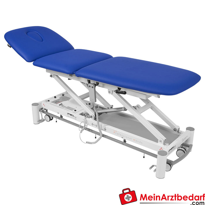 Tavan pozisyonlu, tekerlek kaldırma sistemli ve çepeçevre kumandalı Smart ST3 DS terapi masası, mavi