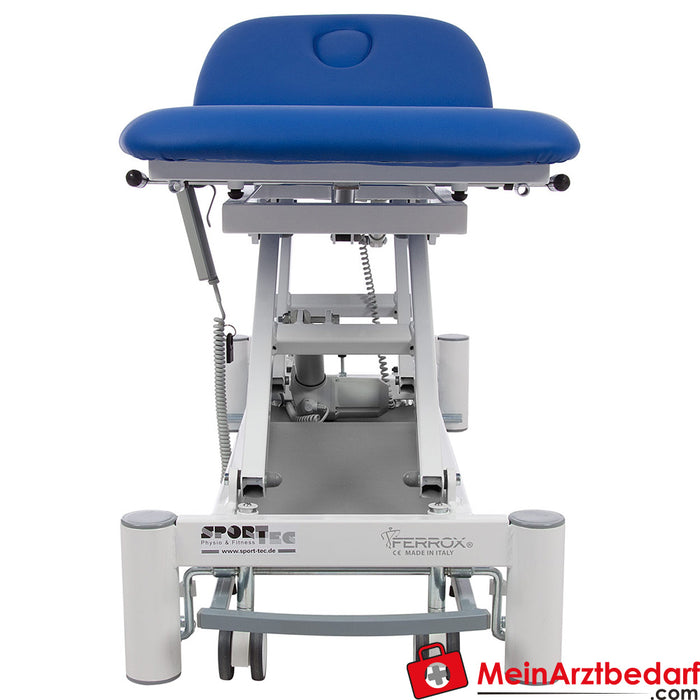 Tavan pozisyonlu, tekerlek kaldırma sistemli ve çepeçevre kumandalı Smart ST3 DS terapi masası, mavi
