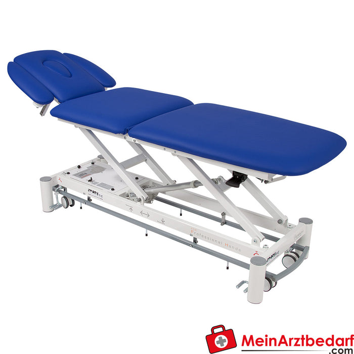 Tavolo terapeutico Smart ST5 con sistema di sollevamento a rotelle e controllo completo, blu