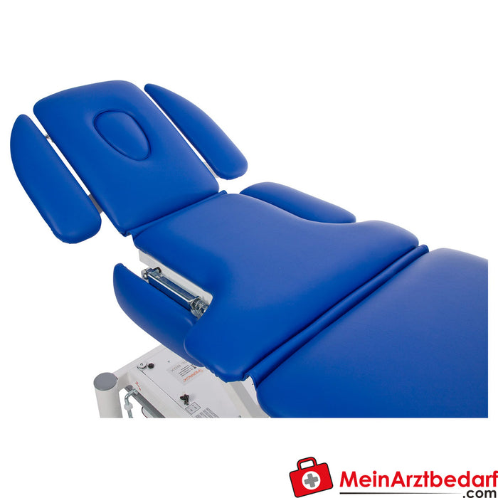 Tavan pozisyonlu, tekerlek kaldırma sistemli ve çepeçevre kumandalı Smart ST7 DS terapi masası, mavi