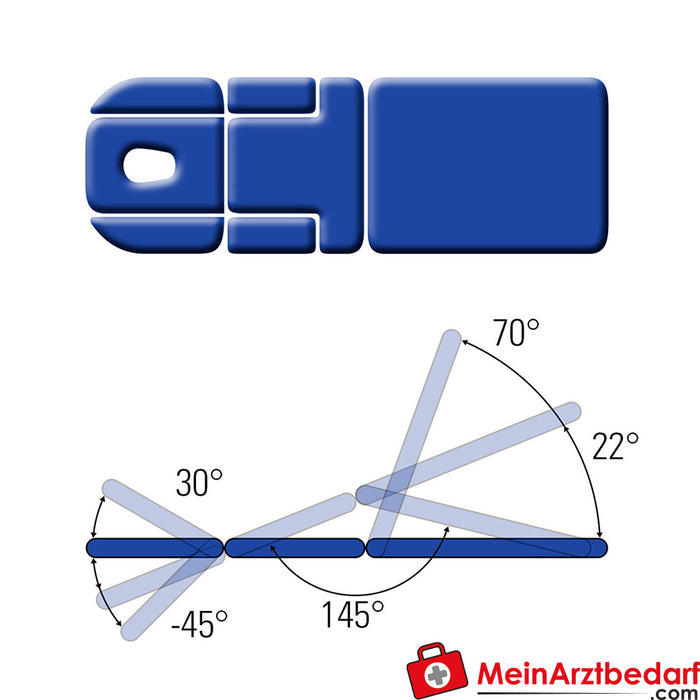 Table de thérapie Smart ST7 DS position du toit, système de levage de la roue et commutation circulaire, bleu