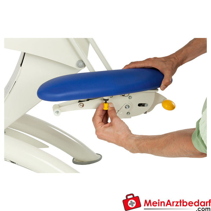 Lojer therapy table Capre roof position F5R electric with automatic wheel mechanism & all-round switching, blue, B-goods