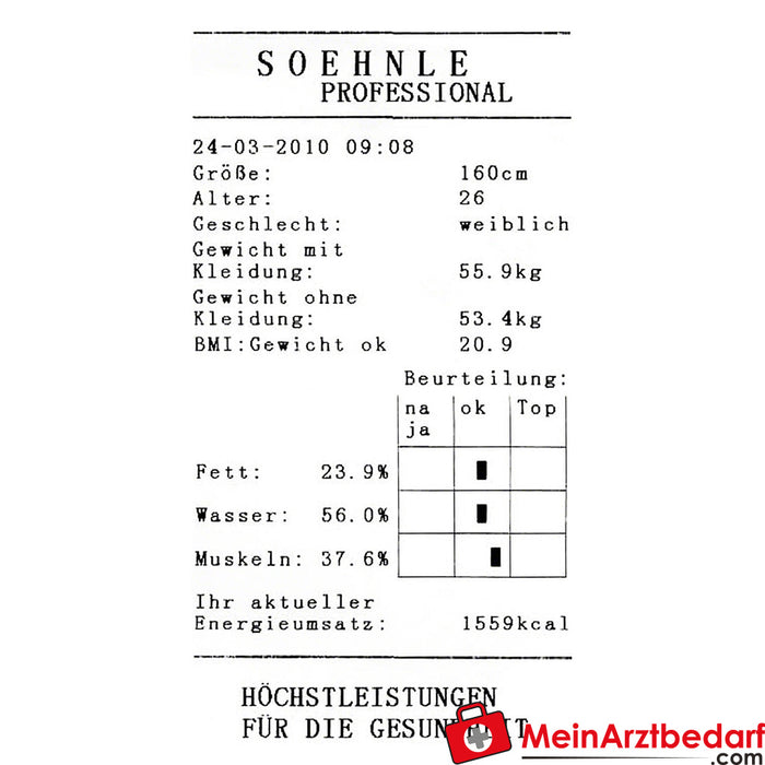 SOEHNLE fitnessweegschaal 7850, met lichaamsanalysefunctie en geïntegreerde printer