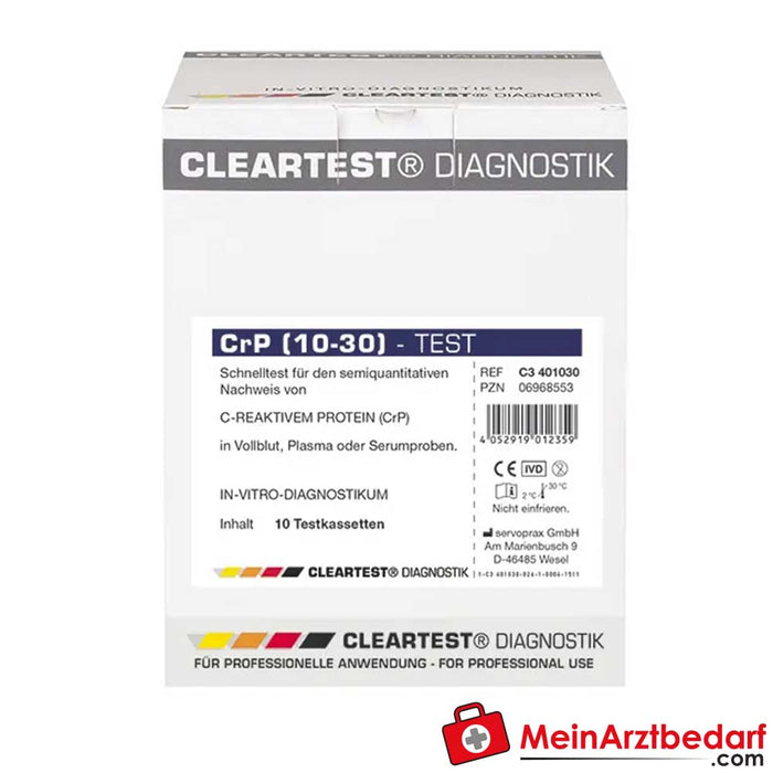 Prueba rápida de parámetros inflamatorios Cleartest® CRP (10/30), 10 piezas.