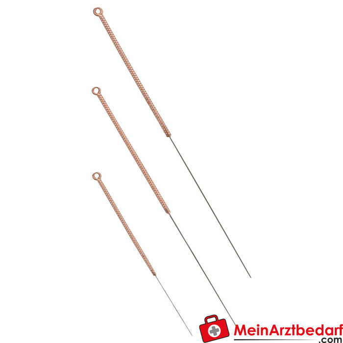 Agujas de acupuntura con mango helicoidal de cobre
