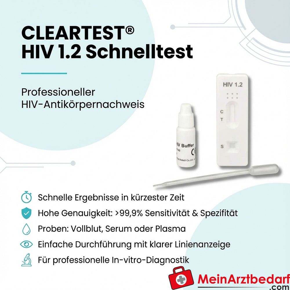 Cleartest® HIV 1.2 sneltest voor volbloed/serum/plasma 10 st.