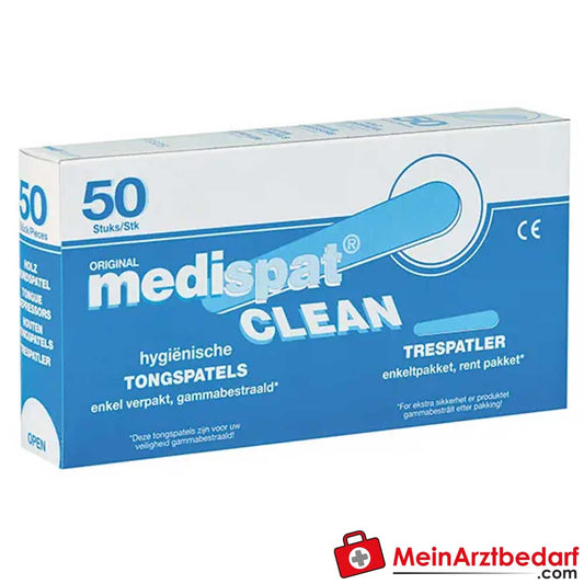 Medispat Clean Holzmundspatel, einzeln verpackt, 50 Stück.