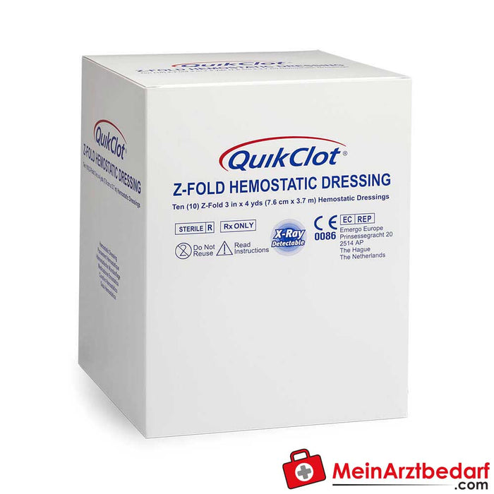 Pensos hemostáticos QuikClot® Z-Fold para feridas, 10 unidades.