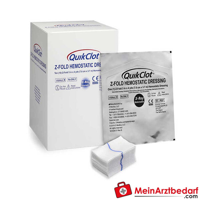 Pensos hemostáticos QuikClot® Z-Fold para feridas, 10 unidades.