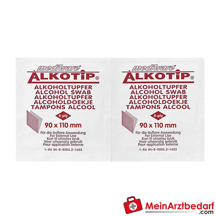 Hisopos con alcohol Alkotip grandes, 100 unidades.