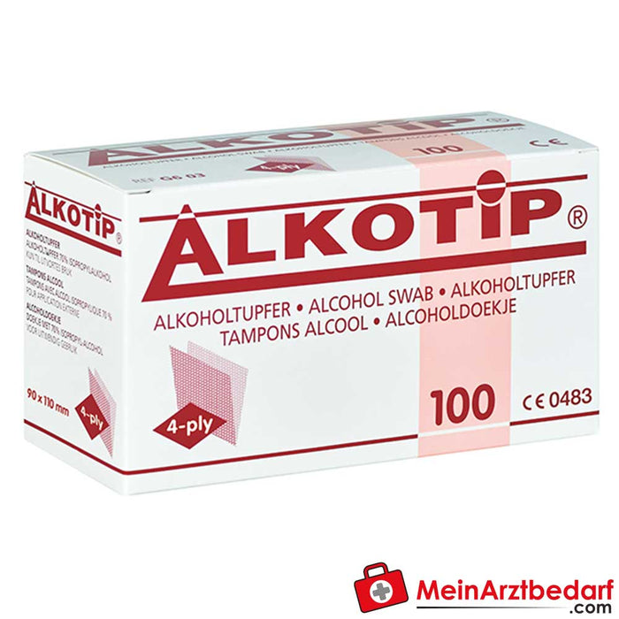 Cotonetes com álcool Alkotip grandes, 100 unidades.