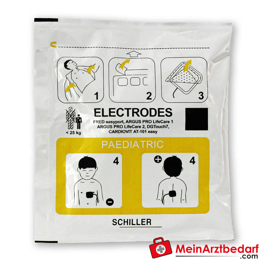 Elektrody defibrylacyjne SCHILLER dla dzieci, mała wtyczka, 1 para