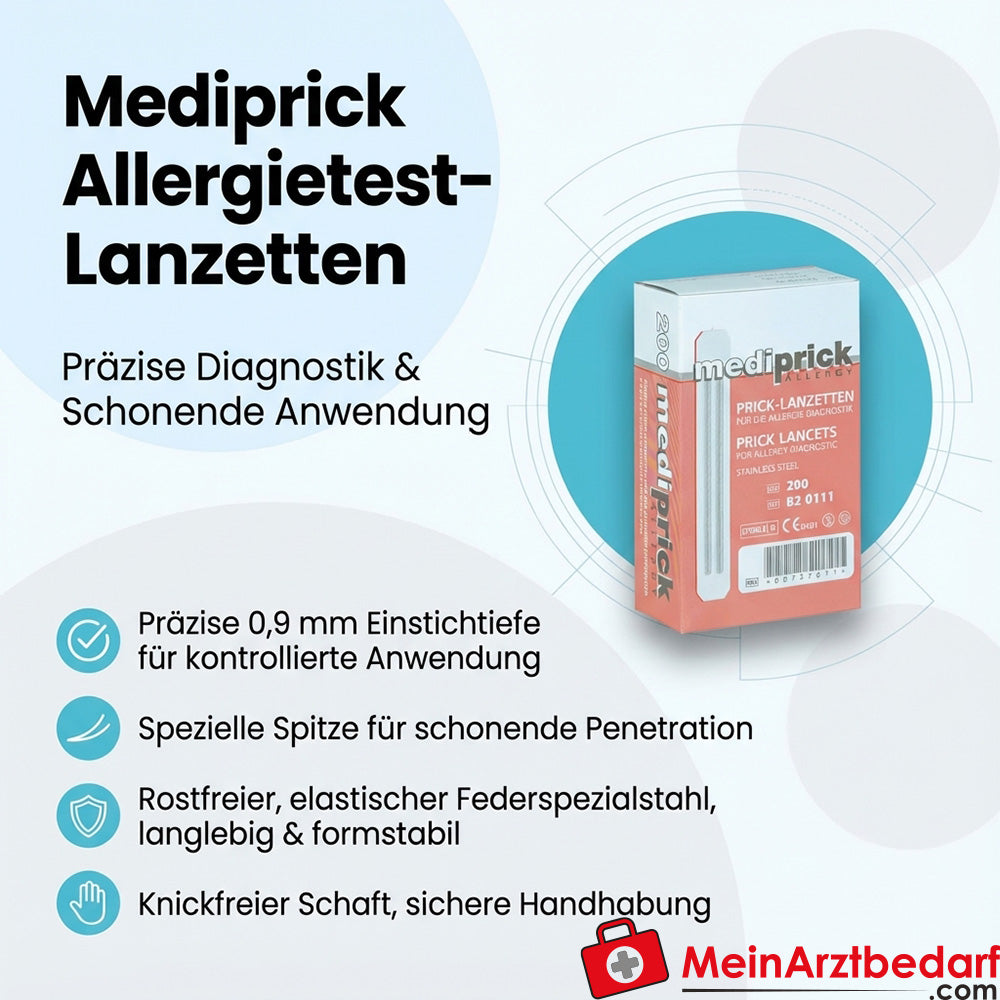 Mediprick lancette per test allergici 0,9 mm lancette monouso sterili 200 pezzi