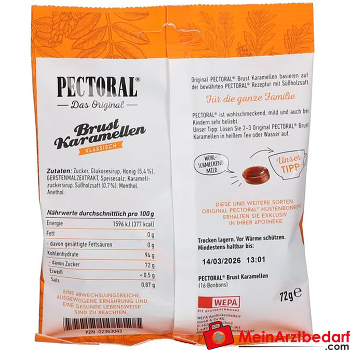 Original PECTORAL® breast caramels, 72g