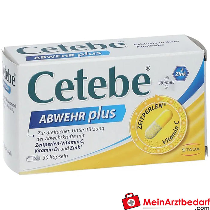 Cetebe® ABWEHR plus suporte triplo de defesa, vitamina C, D &amp; zinco, 30 unid.