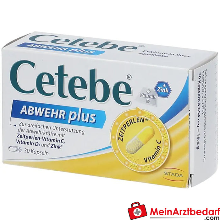 Cetebe® ABWEHR plus suporte triplo de defesa, vitamina C, D &amp; zinco, 30 unid.