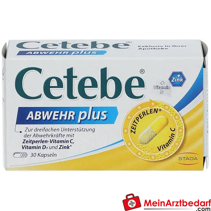 Cetebe® DEFENSE plus triple soutien des défenses immunitaires, vitamines C, D &amp; zinc, 30 pcs.