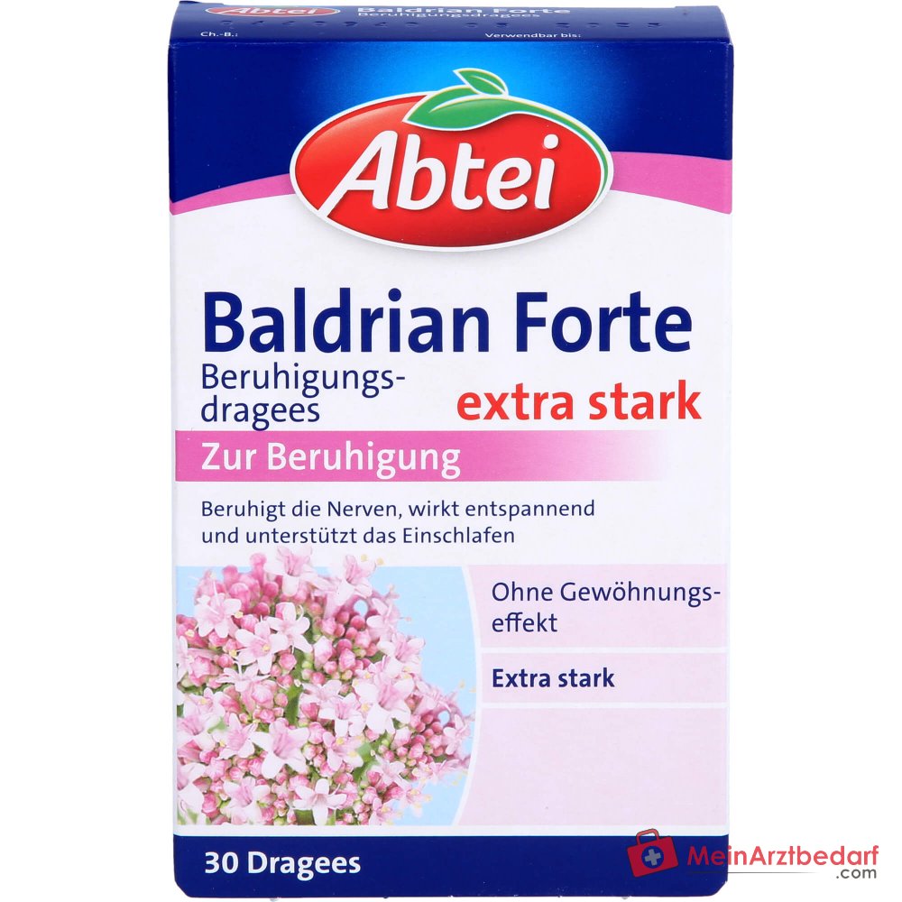Abtei Baldrian Forte Extracto seco de raíz de valeriana grageas calmantes, 30 uds.