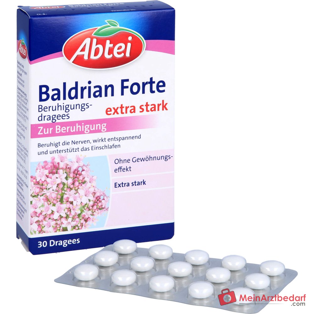 Abtei Baldrian Forte Extracto seco de raíz de valeriana grageas calmantes, 30 uds.