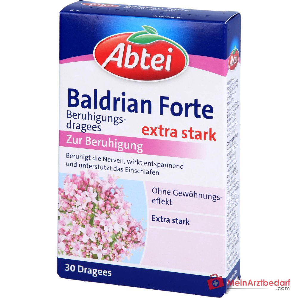 Abtei Baldrian Forte Extracto seco de raíz de valeriana grageas calmantes, 30 uds.