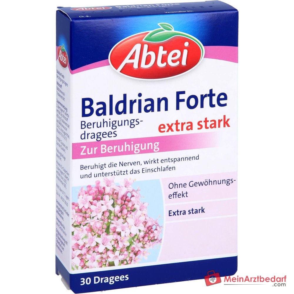 Abtei Baldrian Forte Extracto seco de raíz de valeriana grageas calmantes, 30 uds.