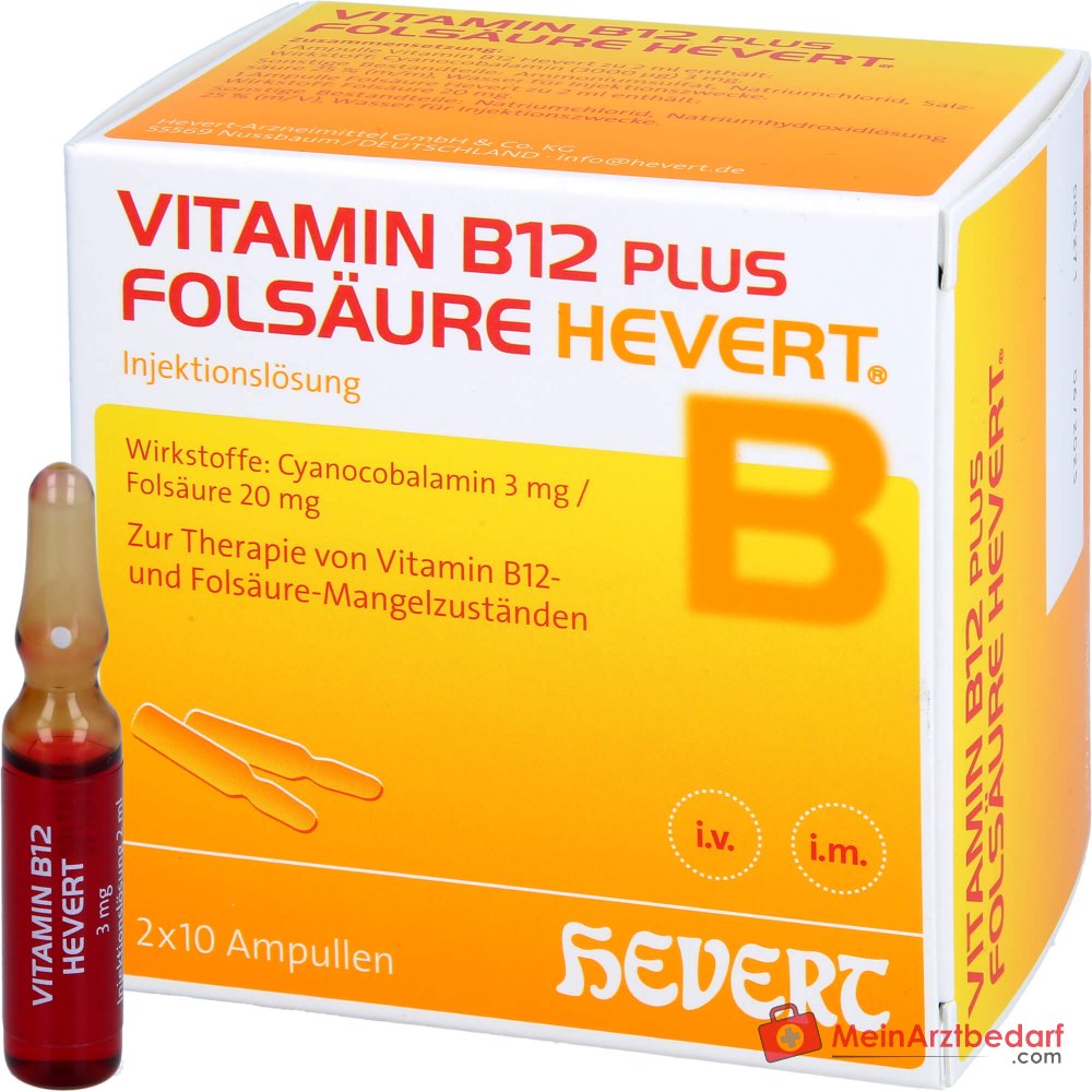 Hevert Vitamine B12 plus Acide Folique Solution injectable, 2 x 10 ampoules