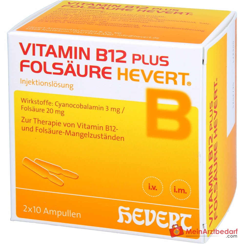 Hevert Vitamine B12 plus Acide Folique Solution injectable, 2 x 10 ampoules